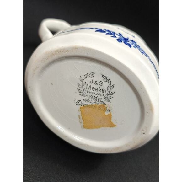 Vintage J & G Meakin Dresden Blue Covered Sugar Bowl w/ Lid Made in England - Picture 9 of 11